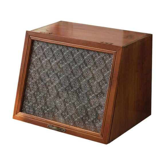 Dualoai Wood Storage Cabinet Cosmetic Display Case Glass Front Versatile Desktop Display