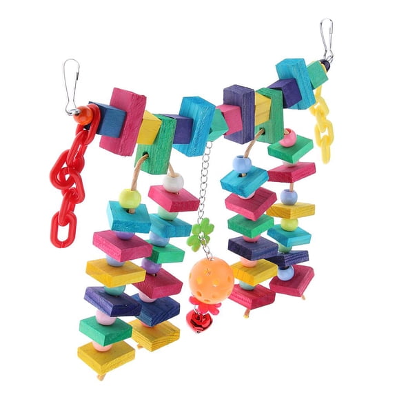 Dualoai Wooden Flexible Bridge Swing Cage Chew Toy for Parrot Bird Exercise Chewing