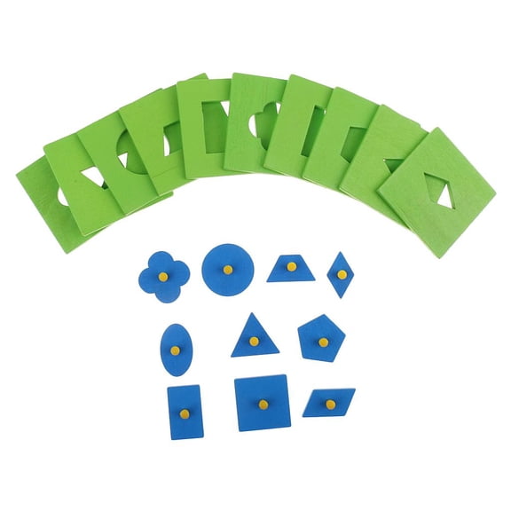 Dualoai Wooden Geometric Figure Shaped Peg Puzzle Educational Toy Green