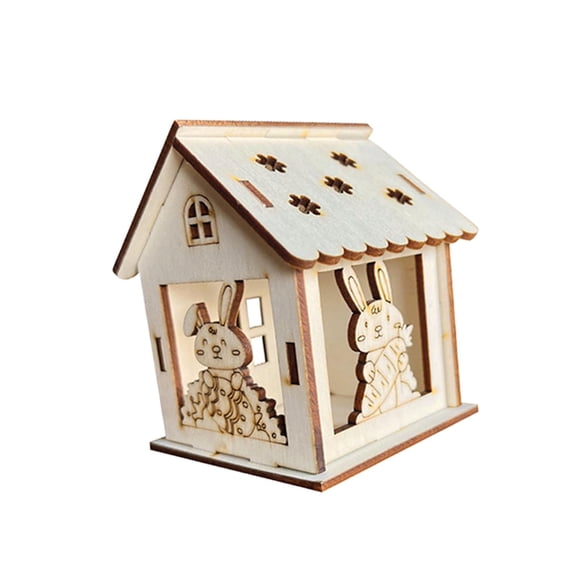 Dualoai Wooden Spring Houses Craft Kit Festival for Party Supplies Table Decorations Style D