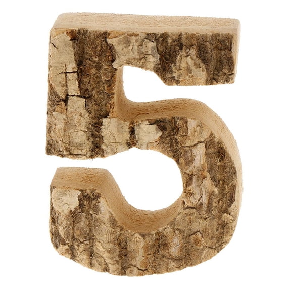 Dualoai Wooden number decorations for birthday parties, handcrafted, 0-9, vintage style, Five