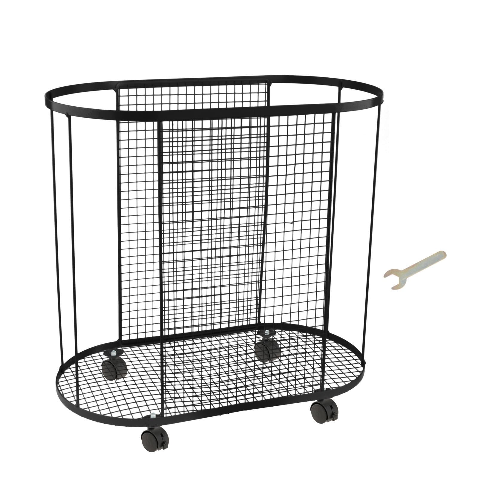 Dualoai Yoga Mat Storage Rack Basket, Workout Equipment Home Gym Storage Rack with Wheels for Dumbbell Kettlebells Resistance Bands Black