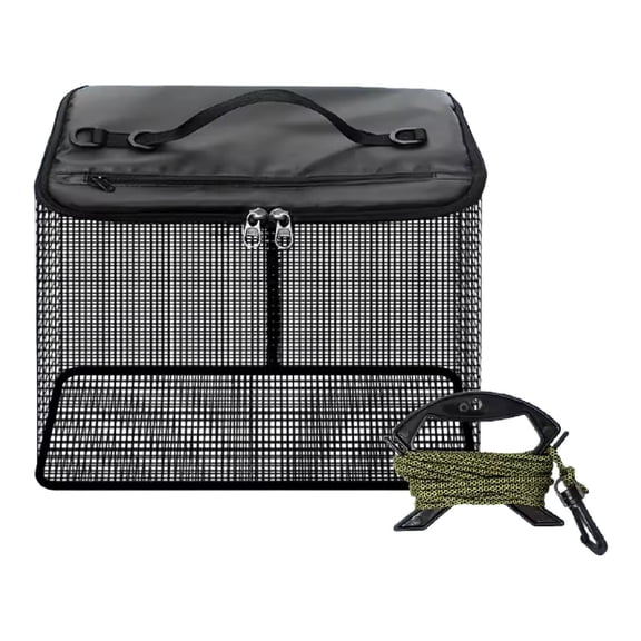 Dualoai ing Basket ing Mesh Cage Carp Zipper Outside Versatile Portable for Live