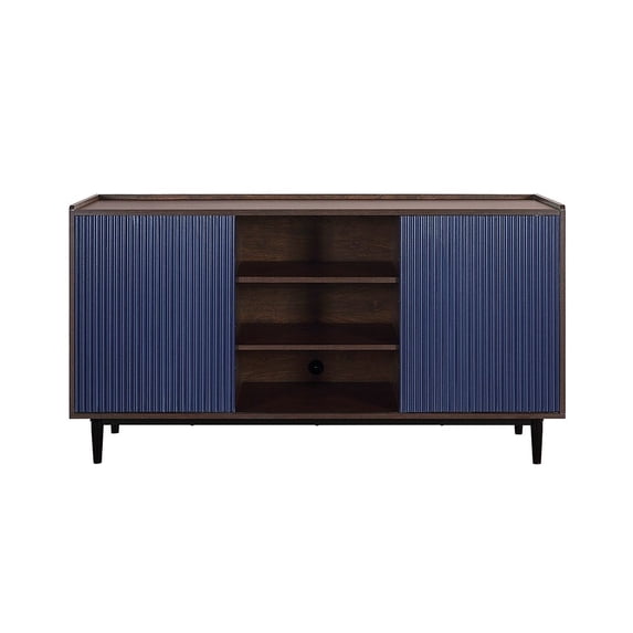Duane Sideboard made from Engineered Wood in Dark Brown and Navy Blue