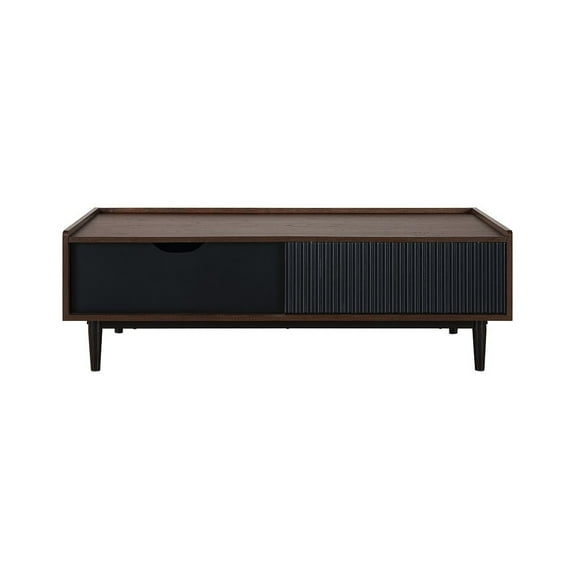 Manhattan Comfort Duane Coffee Table - Engineered Wood - Dark Brown & Black