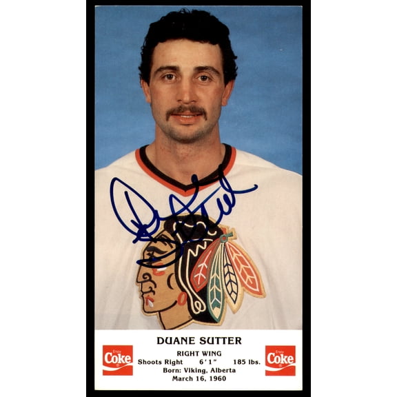 Duane Sutter Autographed 3.5x6.5 Photo Chicago Blackhawks SKU #252052