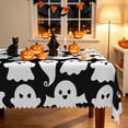 thumbnail image 1 of Duangreer Black Halloween Rectangle Tablecloth, White Ghost Print, Party Decors Washable Table Cover with Waterproof Wrinkle Resistant, 60 x 120 Inch, 1 of 6