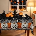thumbnail image 1 of Duangreer Black Halloween Rectangle Tablecloth, White Orange Pumpkin Print, Washable Table Cover for Party Picnic Decors, 60 x 84 Inch, 1 of 6