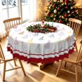 thumbnail image 1 of Duangreer Cartoon Christmas Round Tablecloth, Cute Xmas Tree Graffiti Print, Waterproof Wrinkle Resistant, Table Cover for Holiday Party, Dining, Indoor and Outdoor, White, 70''Round, 1 of 6