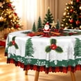 thumbnail image 1 of Duangreer Christmas Round Tablecloth, Flower Garland Xmas Tree Print, Waterproof Wrinkle Resistant, 70''Round, 1 of 6
