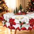 thumbnail image 1 of Duangreer Christmas Tablecloth Round 60 Inch Candy Sticks Poinsettia Print, Table Cloth Circle Washable Waterproof for Holiday Party Kitchen Dining Outdoor Decor, 1 of 6