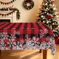 thumbnail image 1 of Duangreer Christmas Theme Rectangle Tablecloth, Red Checkered Snowflake Print, Washable Table Cover for Restaurant Picnic Party Decorations, 60 x 70 Inch, 1 of 6