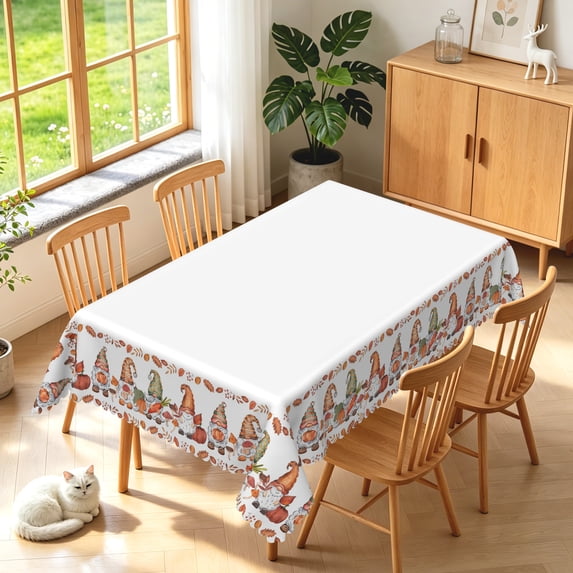 Duangreer Fall Cute Dwarf Print Rectangle Tablecloth, Washable Table Cover for Restaurant Picnic Indoor Outdoor, 60 x 84 Inch