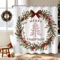 thumbnail image 1 of Duangreer Farmhouse Winter Bathroom Shower Curtain with 12 Hooks, Xmas Wreath Waterproof Curtain for Bathroom, 72"x84", 1 of 5
