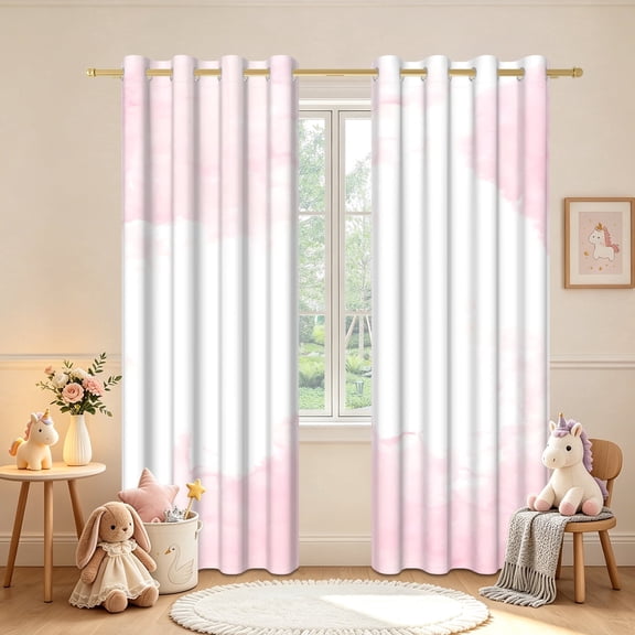 Duangreer Gradient Color Curtains Pink Ombre Blackout Curtains, Thermal Insulated Room Darkening, Grommet Top, 42 x 63 Inches, Set of 2