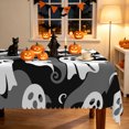thumbnail image 1 of Duangreer Grey Halloween Ghost Print Rectangle Tablecloth, Waterproof Wrinkle Resistant, 60 x 70 Inch, Washable Table Cover for Party Decorations, 1 of 6