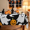 thumbnail image 1 of Duangreer Halloween Rectangle Tablecloth, Orange Pumpkin White Ghost Print, Waterproof Wrinkle Resistant Table Cover for Party Picnic Indoor Outdoor Decor, 60 x 84 Inch, 1 of 6