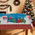 thumbnail image 1 of Duangreer Merry Christmas Rectangle Tablecloth, Cartoon Snowman Retro Plaid Print Washable Table Cover for Party Family Picnic Decors, 60 x 84 Inch, 1 of 6