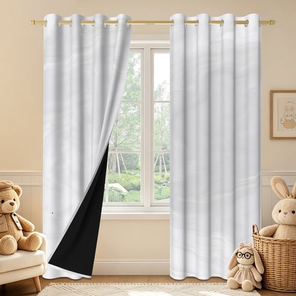 Duangreer Ombre Blackout Curtains for Kids Bedroom, Gray/Grey Gradient Print Noise Reducing Window Drapes for Living Room, Grommet Top, 42 x 63 Inches, Set of 2