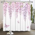 thumbnail image 1 of Duangreer Pink Floral Shower Curtain, Watercolor Vine Botanical Bathroom Curtain with Hooks, Waterproof, 60x72 Inches, Machine Washable, 1 of 5