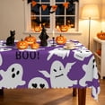 thumbnail image 1 of Duangreer Purple Ghost Halloween Rectangle Tablecloth, Waterproof Wrinkle Resistant Table Cover for Party Picnic Decors, 60 x 102 Inch, 1 of 6