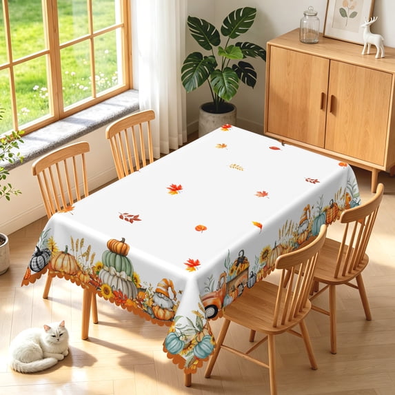 Duangreer Rectangle Tablecloth, Retro Pumpkin Dwarf Truck Decors, Waterproof Wrinkle Resistant, 60 x 102 Inch, Washable Table Cover for Restaurant Picnic Indoor Outdoor
