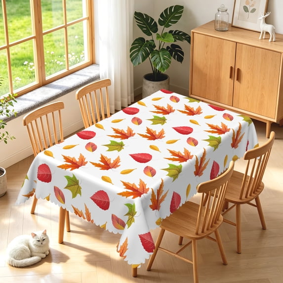 Duangreer Rectangle Tablecloth, Vintage Red Maple Leaves Decor, Washable Table Cover with Waterproof Wrinkle Resistant for Restaurant Picnic Indoor Outdoor, 52 x 70 Inch