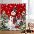 thumbnail image 1 of Duangreer Red Christmas Shower Curtain with Hooks, Cute Snowman with Plaid Scarf Winter Holiday Bathroom Curtain, Waterproof, 60"x72", 1 of 5