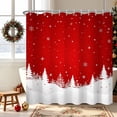 thumbnail image 1 of Duangreer Red Christmas Snowy Pine Tree Shower Curtain, Winter Snowflake Holiday Bathroom Decor with 12 Hooks, Waterproof, 72"x84", 1 of 5