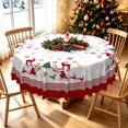 thumbnail image 1 of Duangreer Retro Christmas 70''Round Tablecloth, Elk Sled Xmas Tree Print, Washable Picnic Table Cover for Family Party, Dining, Indoor and Outdoor, 1 of 6