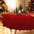 thumbnail image 1 of Duangreer Retro Red Christmas Tablecloth 60''Round, Golden Snowflake Star Print Waterproof Wrinkle Resistant, Table Cover for Family Party Dining, Indoor and Outdoor, 1 of 6
