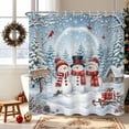 thumbnail image 1 of Duangreer Winter Red Christmas Birds Holiday Shower Curtain with 12 Hooks, Snowman Waterproof Fabric Bathroom Curtain, 72"x72", 1 of 5