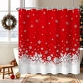 thumbnail image 1 of Duangreer Winter Snowflake Christmas Bathroom Decor with 12 Hooks, Red Xmas Snowflake Waterproof Fabric Shower Curtain, 72"x84", 1 of 5