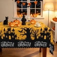thumbnail image 1 of Duangreer Yellow Halloween Rectangle Tablecloth, Black Forest Castle Print, Party Decors Washable Table Cover with Waterproof Wrinkle Resistant, 60 x 102 Inch, 1 of 6