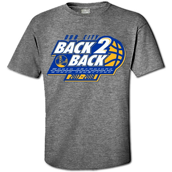 Dub City Back to Back Golden World Champions Basketball Tshirt Gray