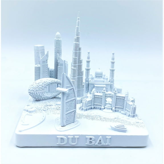 Dubai 3D City Famous Building Model Statue Souvenir Decoration for Home Office White 4