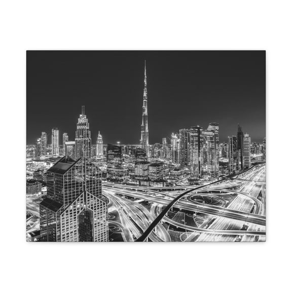 Dubai Black And White Skyline Canvas Artwork Breathtaking Stunning Cityscape for Home Decor Ready to Hang