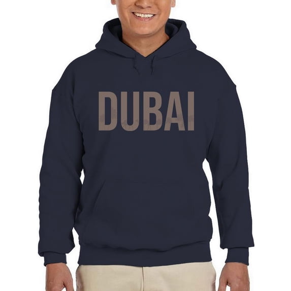Dubai Bronze Lettering Banner Hoodie Men -Image by Shutterstock, Male Medium