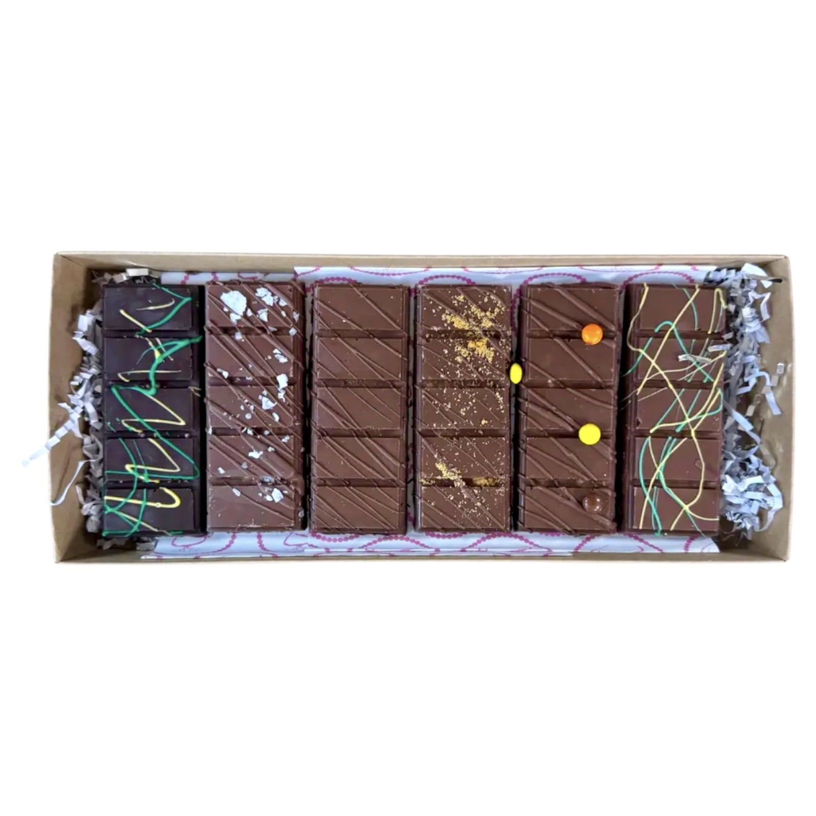Dubai Chocolate Bar (6 Pack) Assortment, Pistachio Milk Chocolate, Pistachio Dark Chocolate, Nutella, Biscoff Butter, Peanut Butter, Salted Caramel Kataifi Bar Set