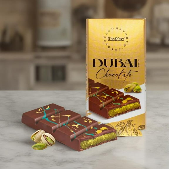 Dubai Chocolate Bar Luxurious Middle Eastern Treat | Hand-Harvested Pistachios, Golden Kadayif Crisps, Velvety Tahini, and Premium Milk Chocolate 7.4oz
