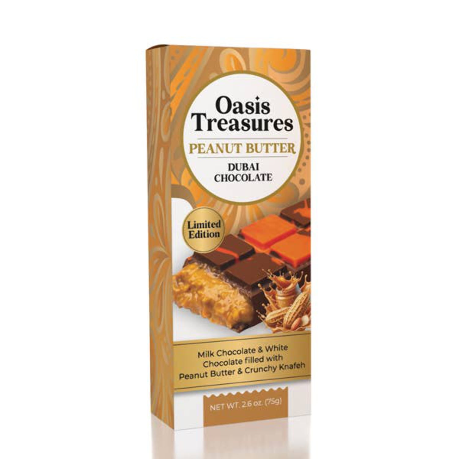 Dubai Chocolate Bar Peanut Butter by Oasis Treasures 2.65oz