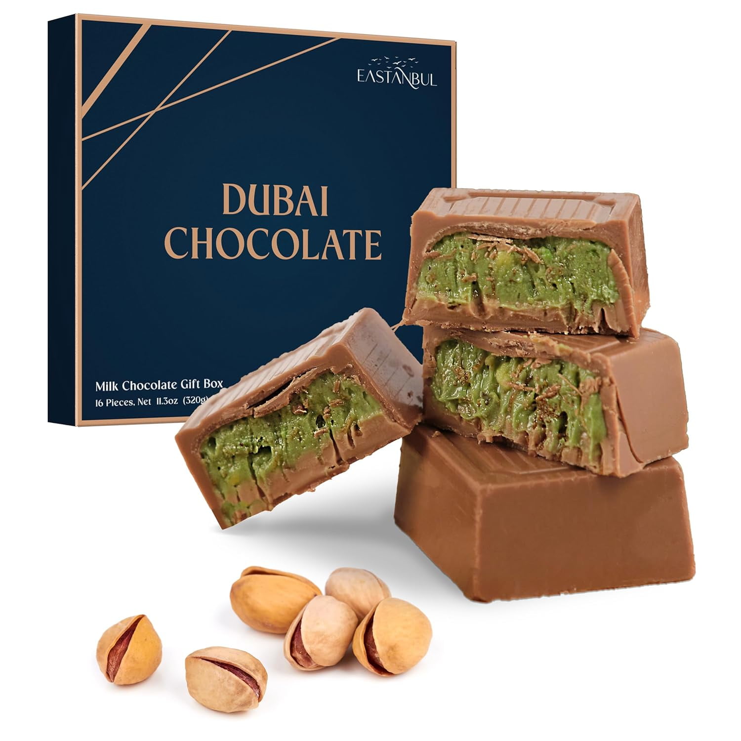 Dubai Chocolate Bar Pistachio, 11.3oz, Premium Pistachio Dubai