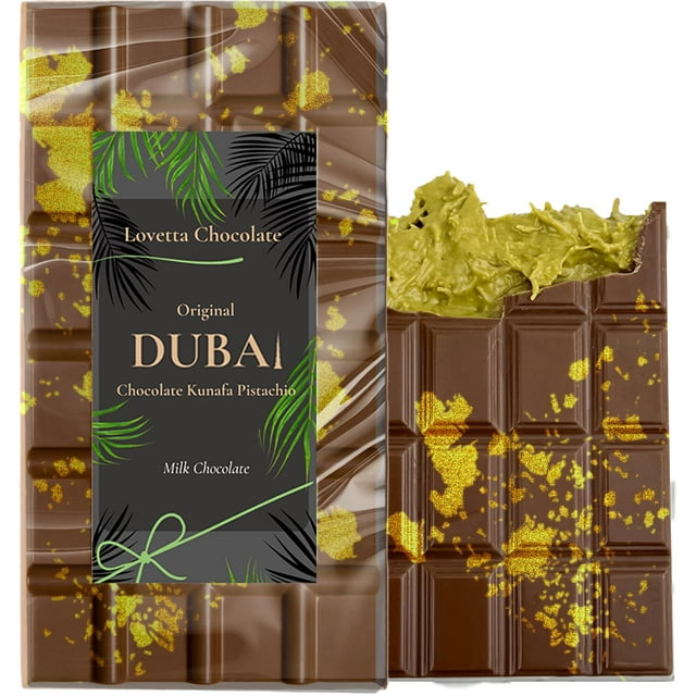 Dubai Chocolate Bar Pistachio 8 oz (The Orginal Viral) Luxury Rich Chocolate, Individually