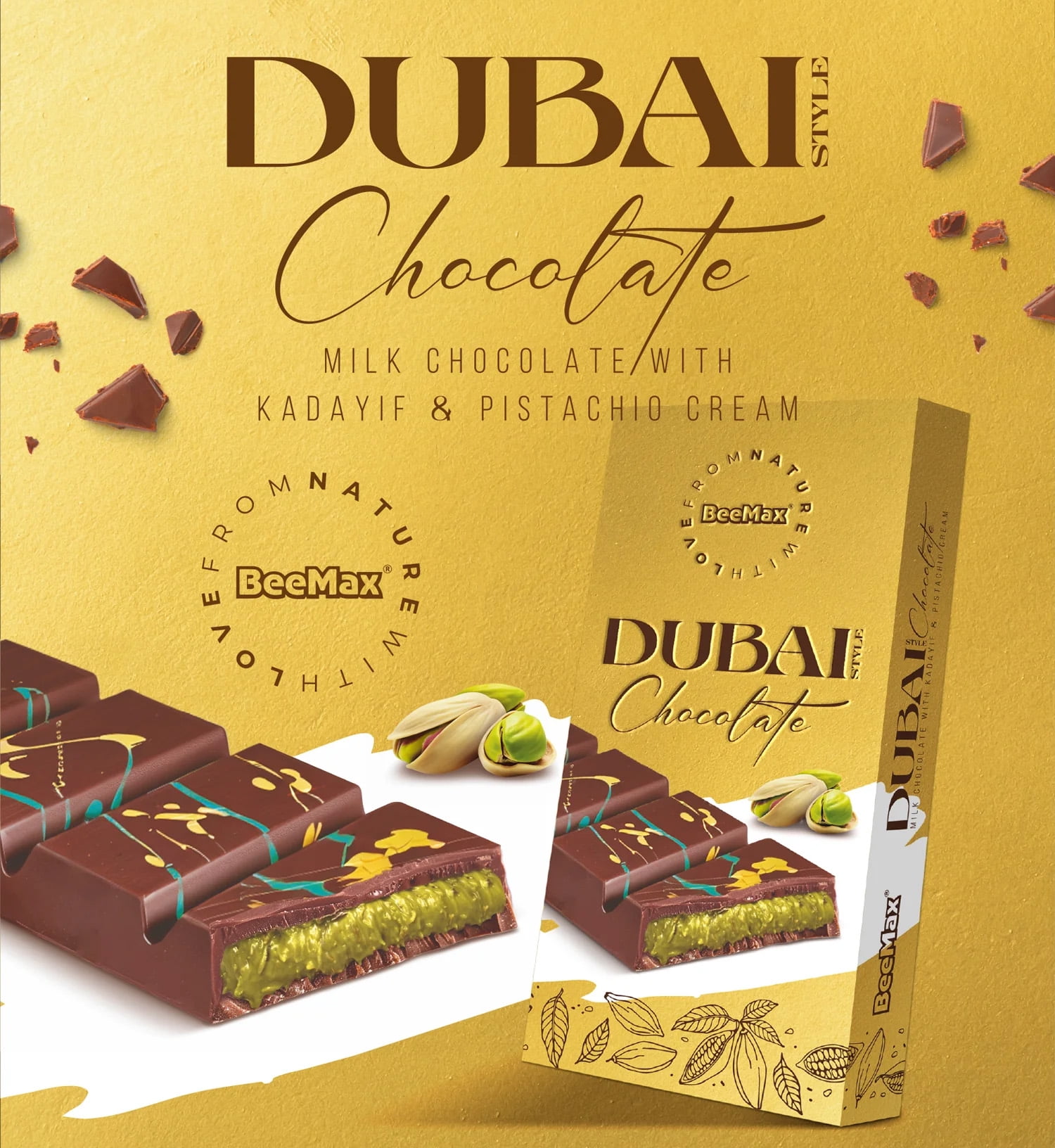 Gofkit Dubai Wafers 3x40g  Pack Of 3  Chocolate Coated Crispy Kadayif And Pistachios Flavoured Cream Wafer 1516015545