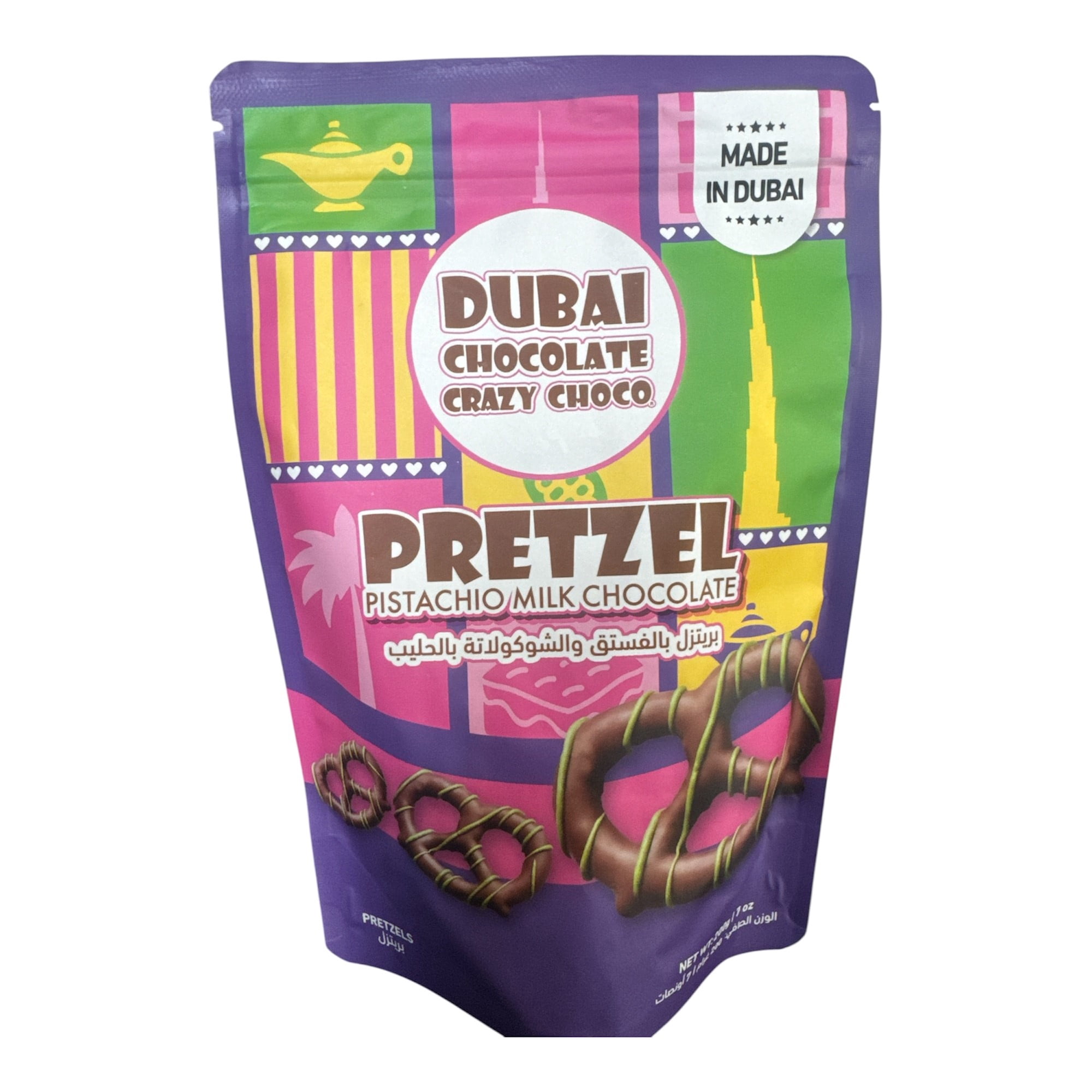 Dubai Chocolate Crazy Choco Pretzel Pistachio Milk Chocolate 7 oz
