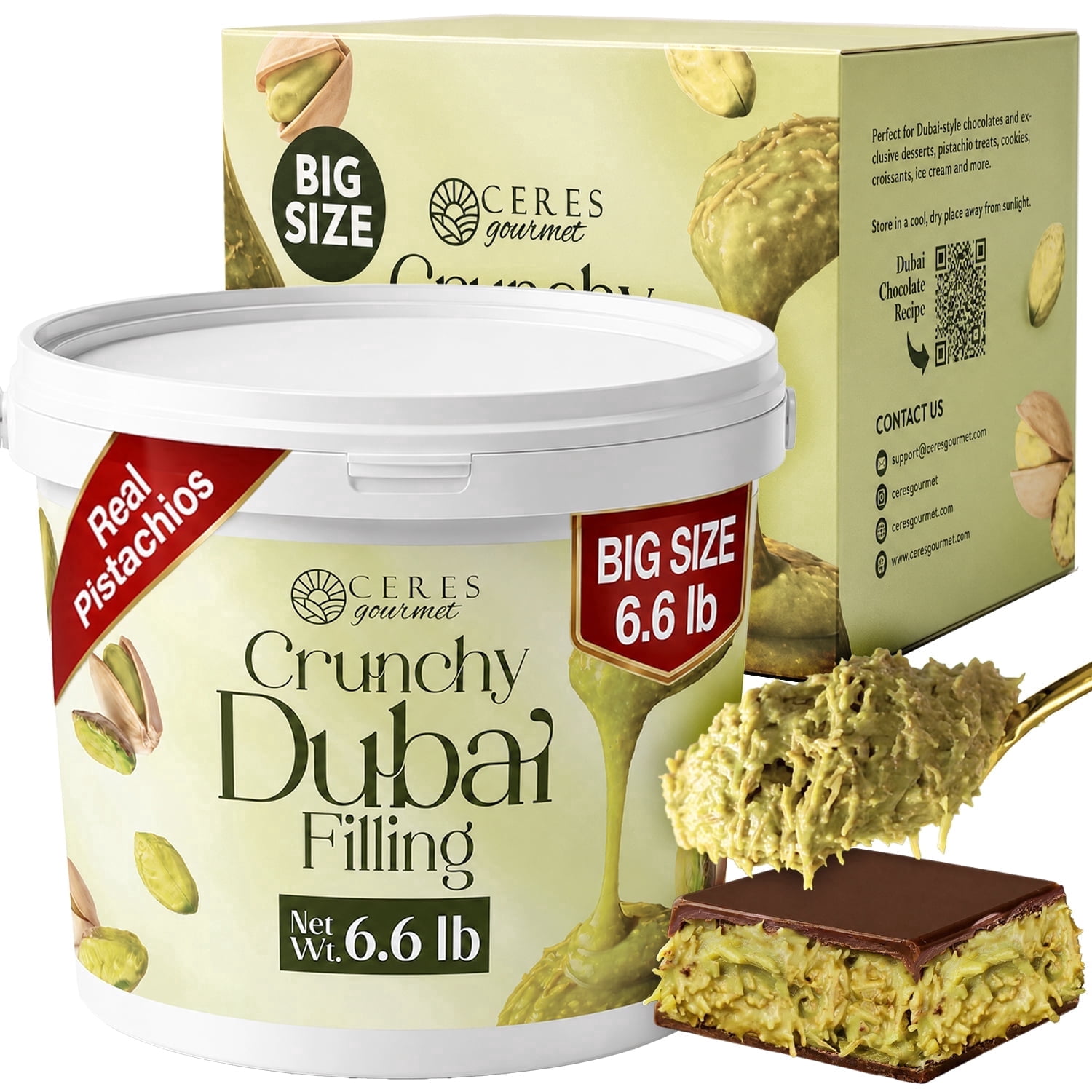 Ceres Gourmet Pistachio Cream with Kataifi Dubai Chocolate Filling 1 Count 105.6 oz