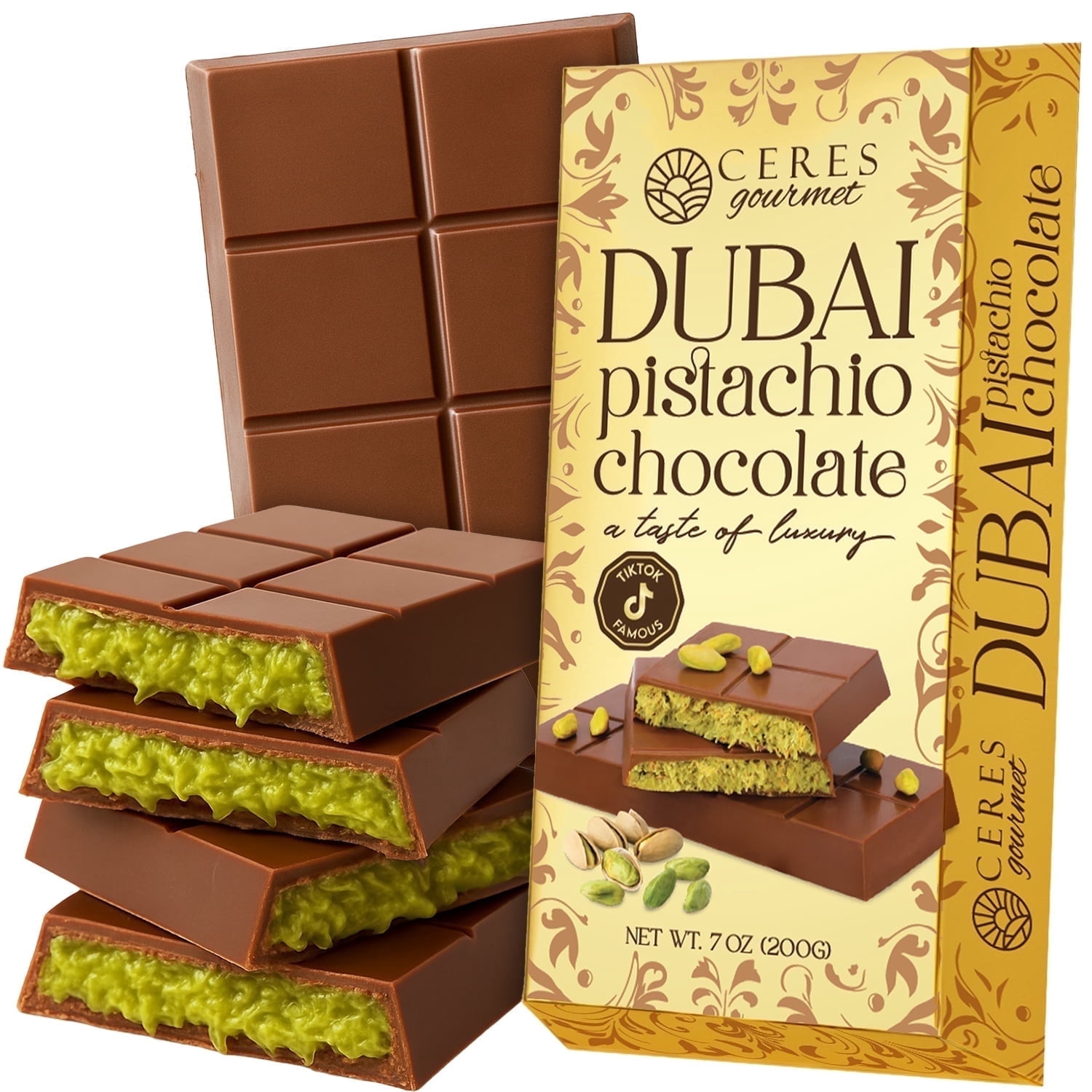 Ceres Gourmet Dessert Dubai Chocolate Pistachio Kunafa Bar 7oz