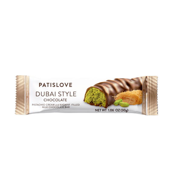 Patislove Dubai Style Milk Chocolate Bar with Pistachio Cream and Crispy Kadayif, 1.06 oz
