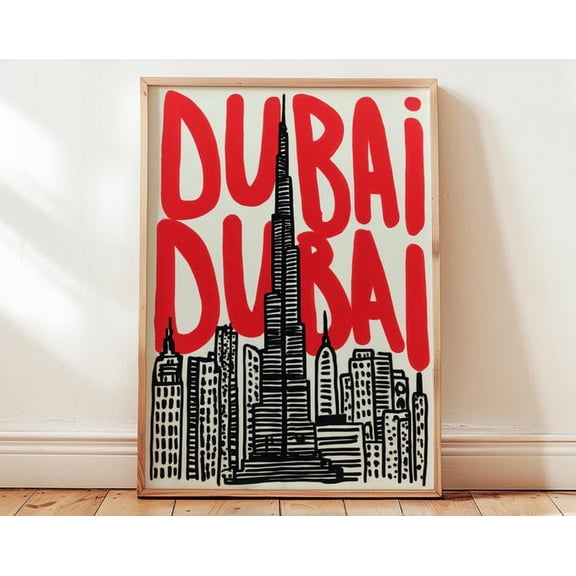 Dubai City Typography Wall Art Print, Unframed Paper Poster 8x10in