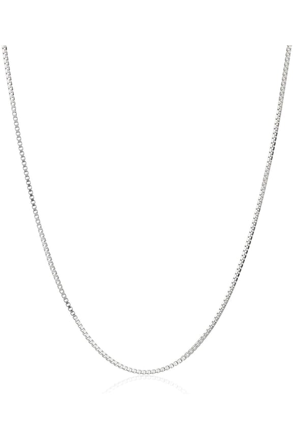 Dubai Collections 1.5mm 14k White Gold Silver Box Chain Necklace Men Women Pendant Necklace Made Thin for Charms, Strong, Plated Box Gift 24"